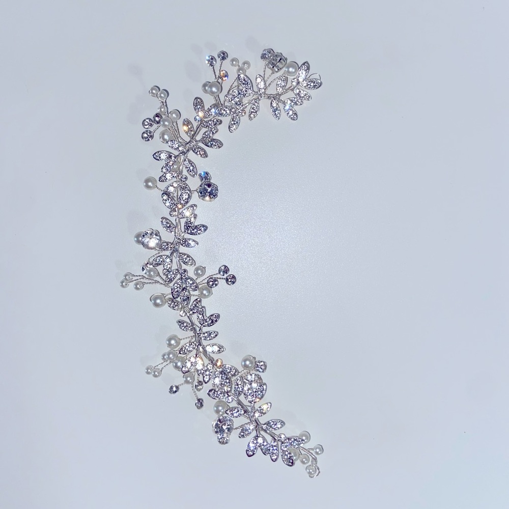 Bridal Hair Piece 10 inch silver